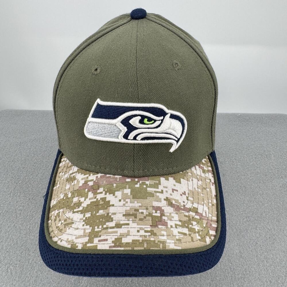 Seattle Seahawks New Era 39THIRTY 2015 Salute To Service Hat S M Camo